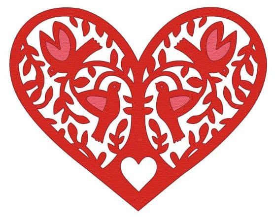 CTDI 7096 ~ HEART with birds ~ Crafts Too Cut and Emboss Die