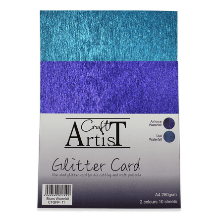CTGFP-11 - A4 Glitter Card - Blues Waterfall - Craft Artist
