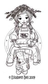 E128 ~ Whiff of Joy rubber stamp Seated WILLOW bread in lap