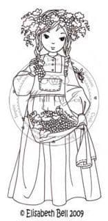 E131 ~ FALL WILLOW with GRAPES ~ Whiff of Joy unmounted rubber stamp