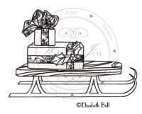 E168 ~ SLED with gifts ~ Whiff of Joy rubber stamp