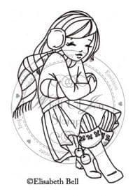 E170 ~ FREEZING WILLOW sitting ~ Whiff of Joy rubber stamp
