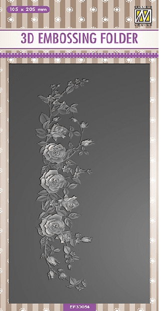 EF3D056 - 3D Embossing Folder Slimline - Rose Border - Nellie Snellen