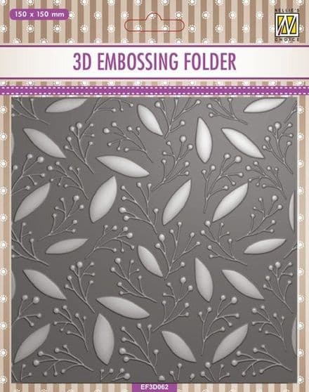 EF3D062 - Background 3D Embossing Folder - Leaves & Berries -Nellie Snellen