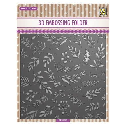 EF3D063 - Background 3D Embossing Folder - Branches & Berries - Nellie Snellen