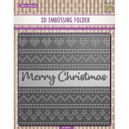 EF3D077 - 3D Embossing Folder - Merry Christmas - Nellie Snellen