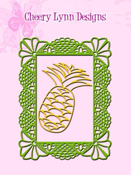 FRM150 ~ HAWAIIAN LUAU DOILY FRAME with pineapple ~ Cheery Lynn Designs dies