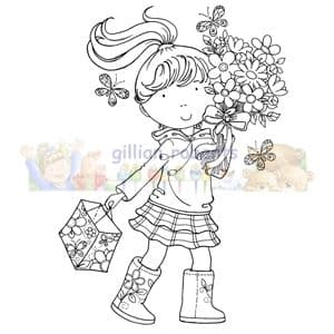 GR 026 ~ FLOWER GIRL ~ Stampavie GILLIAN ROBERTS Clear Stamp