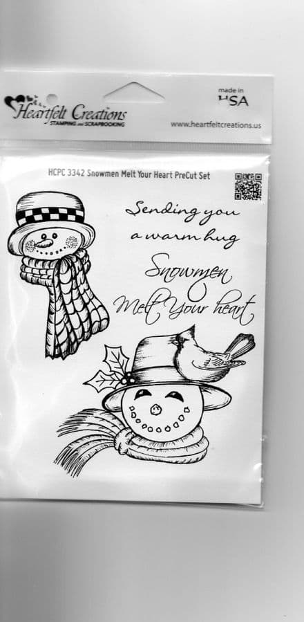 HCPC 3342 ~ SNOWMEN MELT YOUR HEART ~ DISCONTINUED ~ stamps HEARTFELT CREATIONS
