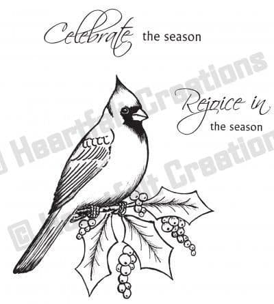 HCPC 3351 ~ CARDINAL w. HOLLY BERRIES