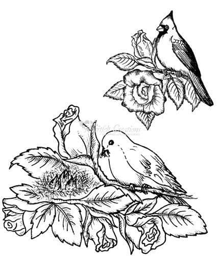 HCPC 3385 ~ SPRING BIRDIES and ROSES ~ HEARTFELT CREATIONS stamps