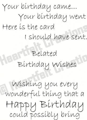 HCPC 3414 ~ BELATED BIRTHDAY WISHES ~ stamps Heartfelt Creations