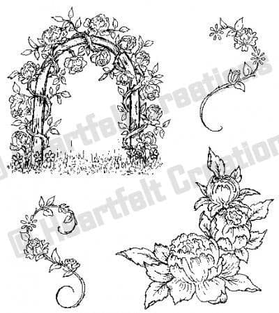 HCPC 3478 ~ TWINING ROSES ~ Heartfelt Creations pre cut stamp set.