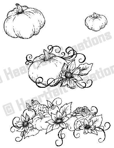 HCPC 3484 ~ PUMPKIN HARVEST~ Heartfelt Creations pre cut stamp set.