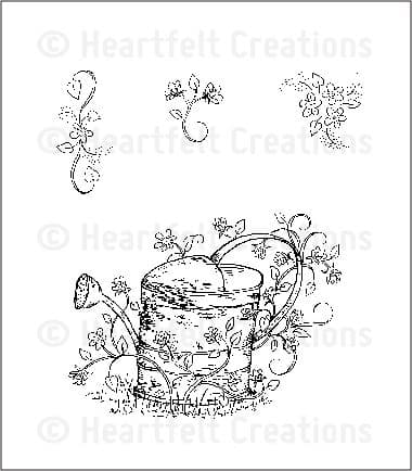 HCPC 3518 ~ VINTAGE WATERING CAN ~ Heartfelt Creations pre cut stamps