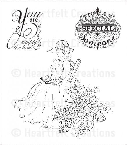 HCPC 3584 ~ LADY ROSALIE PreCut Set ~ Raindrops on Roses Collection ~ Heartfelt Creations stamps