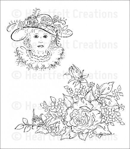 HCPC 3585 ~ RAINDROPS ON ROSETTES PreCut Set ~ Raindrops on Roses Collection ~ Heartfelt Creations stamps
