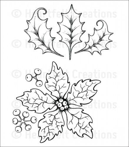 HCPC 3679 ~ LARGE SPARKLING POINSETTA Cling stamps ~ Heartfelt Creations