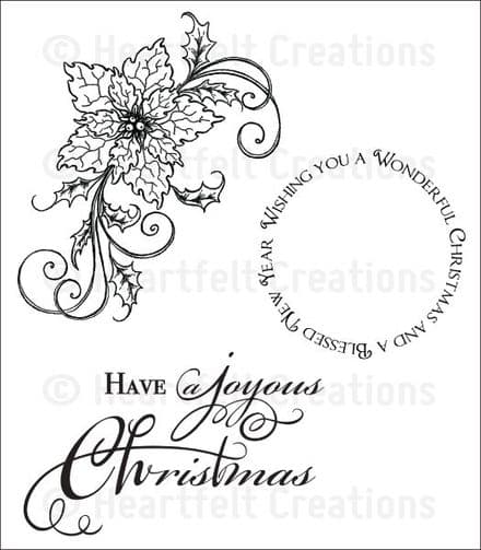 HCPC 3682 ~ SPARKLING POINSETTIA SWIRL ~ PreCut Cling stamp Set ~ Heartfelt Creations