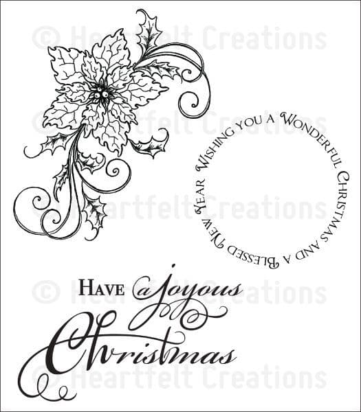 HCPC 3682 ~ SPARKLING POINSETTIA SWIRL ~ PreCut Cling stamp Set ~ Heartfelt Creations