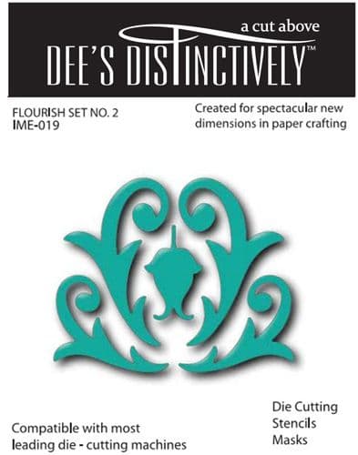 IME019 ~ FLOURISHES (SET 2) ~ set of five dies ~ Dee's Distinctively Dies