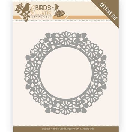 JAD10059 ~ Flower Circle die ~ Birds and Flower ~ Jeanine's Art