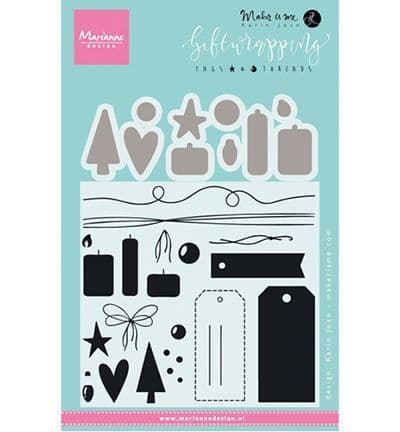 KJ1716 ~ Tags & Threads ~ By Karin Joan ~ Marianne Design Stamp and Die Set