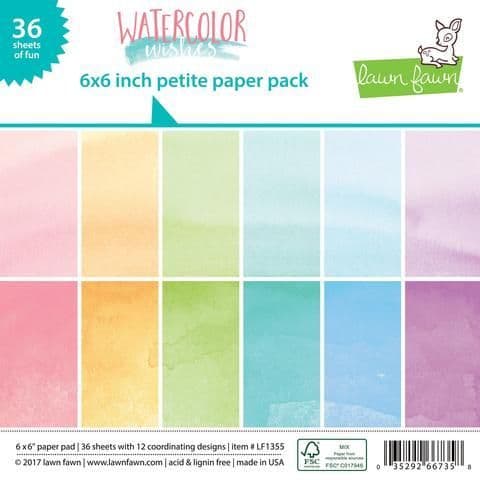 LF1355 ~ Watercolour Wishes ~ 6X6 PAPER PACK BY LAWN FAWN