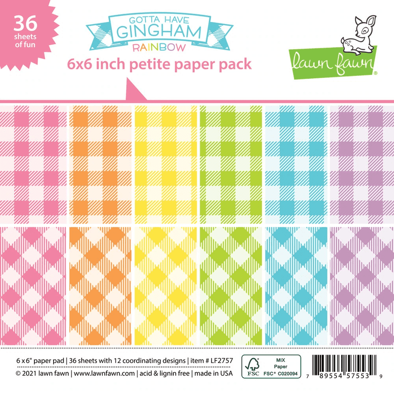LF2757  6x6 - gotta have gingham rainbow petite paper pack - Lawn Fawn