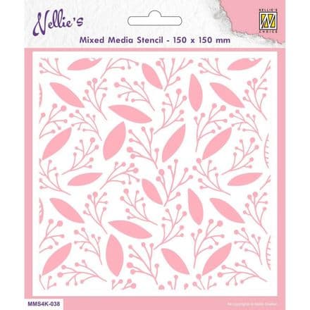 MMS4K-038 - Leaves & Berries Stencil - Nellie Snellen