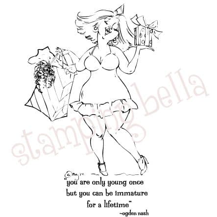 MO142 ~ VERONICA ~ unmounted grey rubber stamp