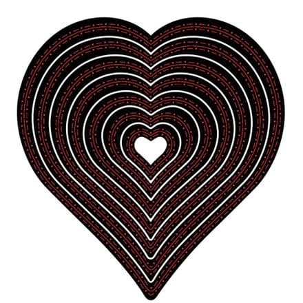 PCD101 ~ HEART cutting & stitching A4 NESTING DIES ~ PRESSCUT Cut and Emboss Die
