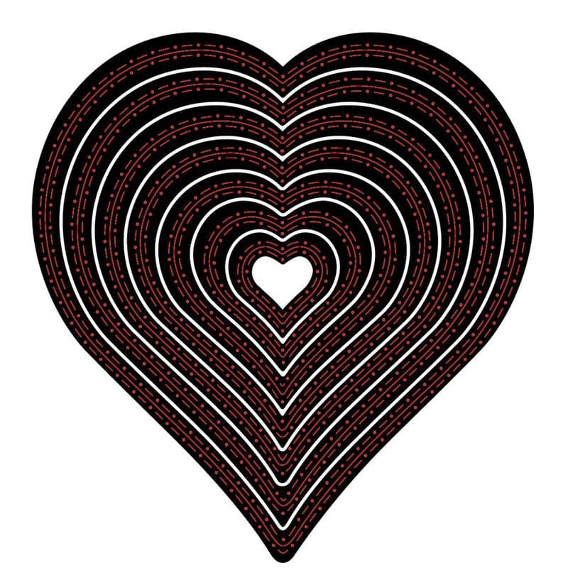 PCD101 ~ HEART cutting & stitching A4 NESTING DIES ~ PRESSCUT Cut and Emboss Die