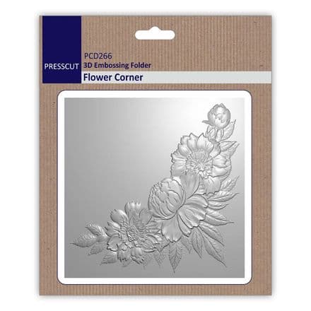PCD266 - 3D Embossing Folder - Flower Corner - Presscut