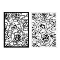 PCD302 - Presscut A6 Embossing Folde & Clear Stamp - Roses In Bloom