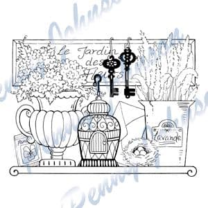 PEN 045 ~ GARDEN SHELF ~ PENNY JOHNSON Stampavie stamp
