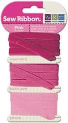 PINK - We R Memory Keepers Sew Ribbon set of 3 Ribbons