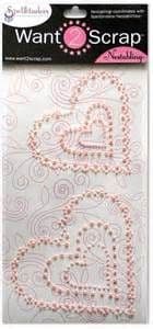SPELLBINDERS - Nestabling - Want 2 Scrap Self-adhesive SCALLOPED HEART RHINESTONES in Pink