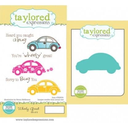 TEPS076 ~ WHEELY GREAT - SET OF 6 ~ Stamps and coordinating die by Taylored Expressions