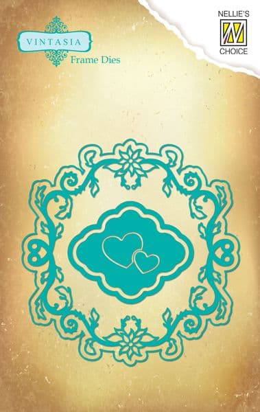 VIND004 ~ ROUND VINTASIA FRAME DIE with hearts ~ Nellie Snellen