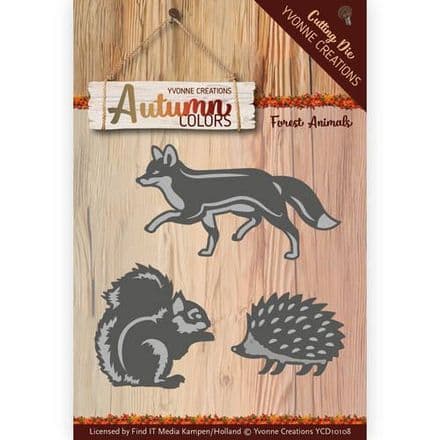 YCD10108 ~ Autumn Colour Cutting Die ~ Forest Animals ~ Yvonne Creations