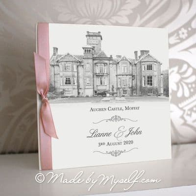 Auchen Castle Pocketfold Wedding Invitation - Includes RSVP & Guest Information