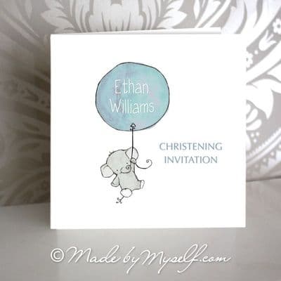 Balloon Christening Invitation - Boy