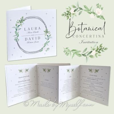 Botanical Wedding Invitation - Concertina Style