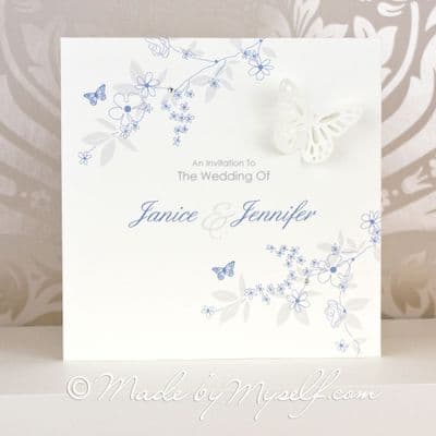 Butterfly Garden Pocketfold Wedding Invitation - Includes RSVP & Guest Information