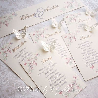 Butterfly Table Plan Cards for you to mount yourself