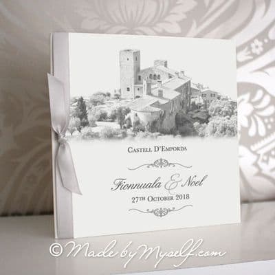 Castell D'Emporda Pocketfold Wedding Invitation - Includes RSVP & Guest Information