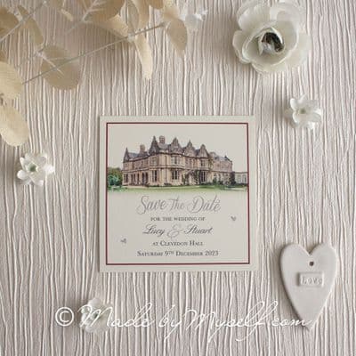 Colour Venue Save The Date with Coloured Border