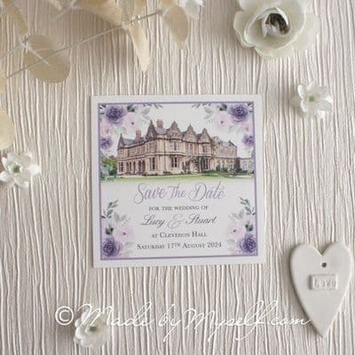 Colour Venue Save The Date with Floral Corners