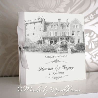 Comlongon Castle Pocketfold Wedding Invitation - Includes RSVP & Guest Information